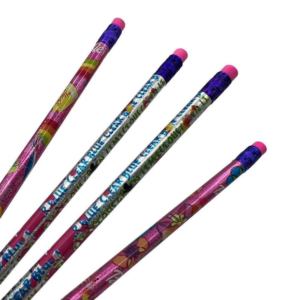 NEW 2001 Rose Art Mattel Barbie Fashion Pencils, Set of 4, Glitter Pink & Silver